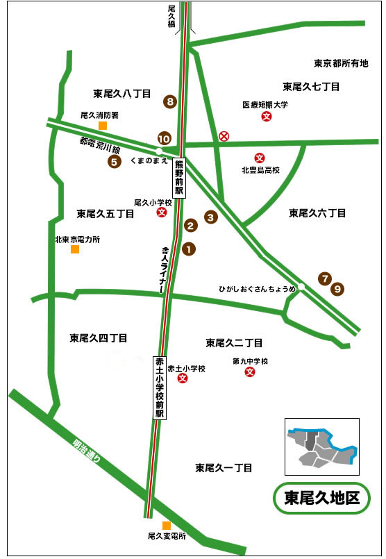 東尾久地区の地図