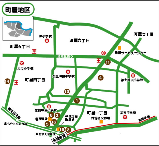 町屋地区の地図