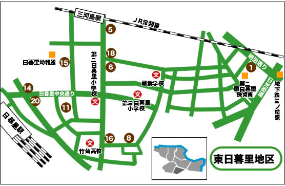 東日暮里地区の地図